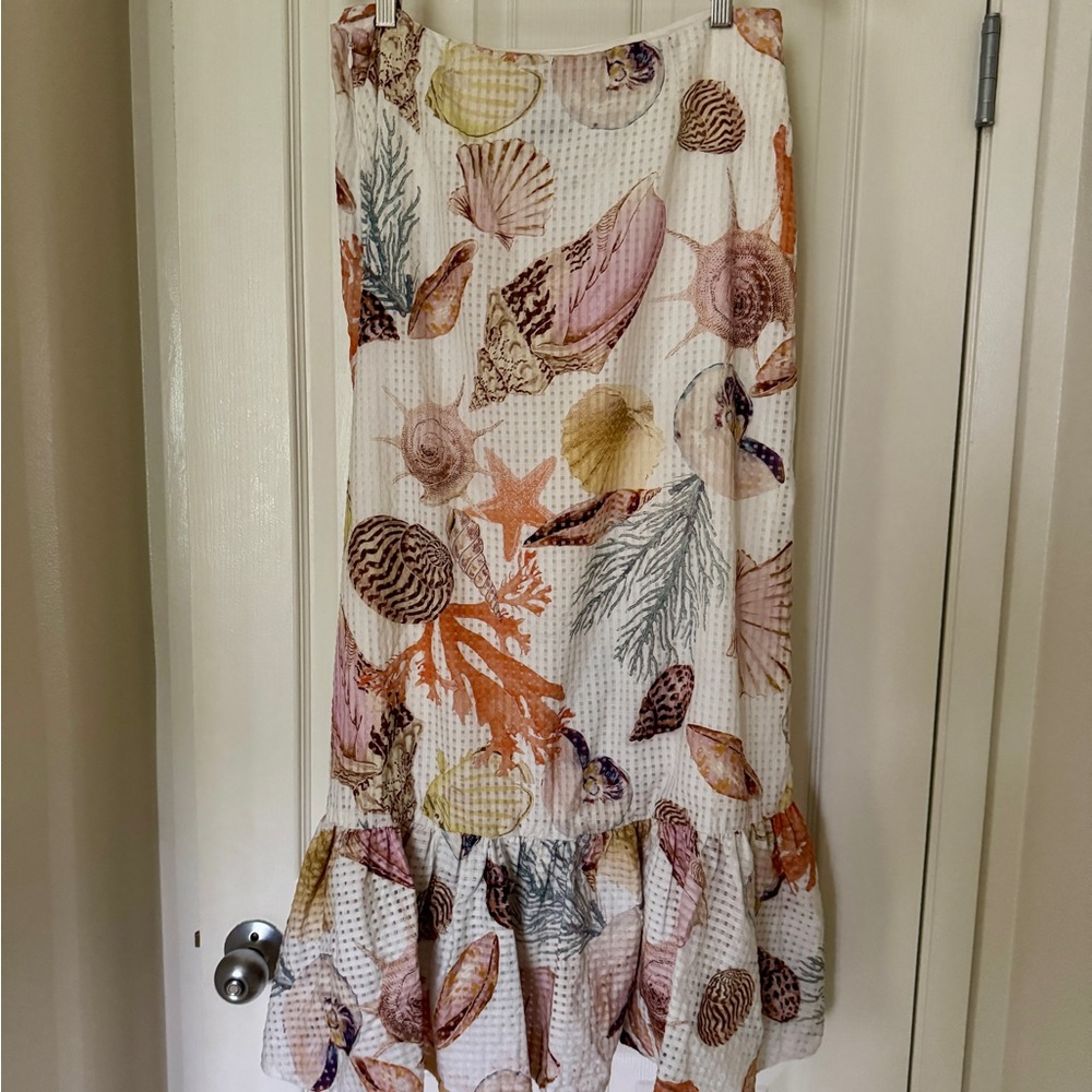 Anthropologie Maeve Seashell Wrap Midi Skirt - Picture 4 of 8